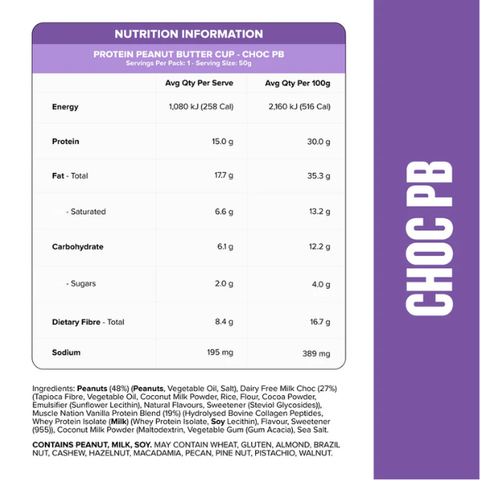 MUSCLE NATION PEANUT BUTTER CUPx 1 Cup