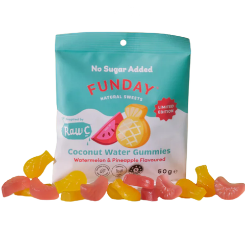 FUNDAY X Raw C Fruity Coconut Water Flavoured Gummies 1x 50g Bag