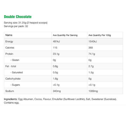 DOUBLE CHOC Egg White Protein 1kg