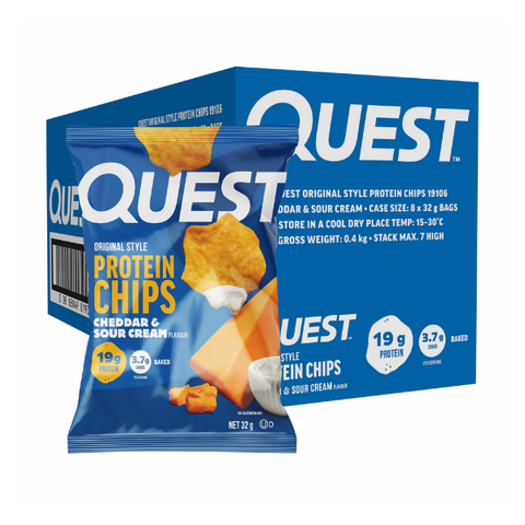 Quest Cheddar & Sour Cream Protein Chips - 32gm x BOX OF 8