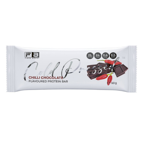 ￼￼FIBRE BOOST CHILLI CHOCOLATE 60g Cold Pressed Protein Bar