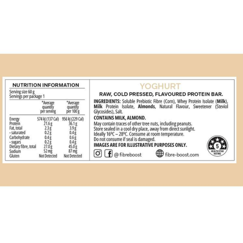 ￼￼FIBRE BOOST YOGHURT 60g Cold Pressed Protein Bar