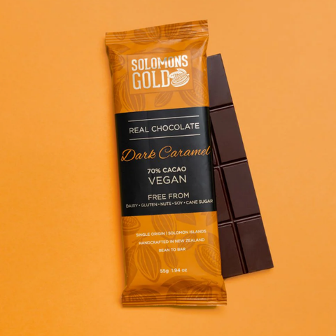 ￼￼DARK CARAMEL 70% CHOCOLATE BAR - 55G