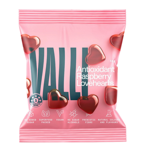 Valli Snacks Antioxidant Raspberry Hearts 50g