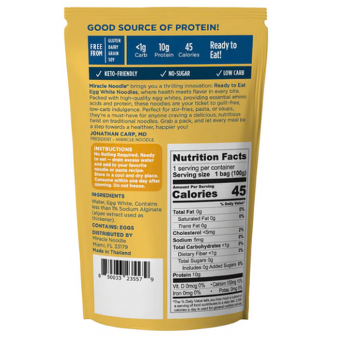 Miracle Noodle Egg White Noodles, 100g - Spaghetti