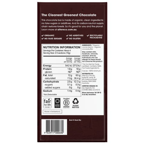Alter Eco Total Blackout 100% Chocolate Bart 90g