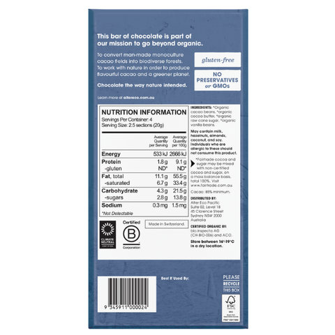 Alter Eco Classic Blackout 80% Cacao Bar 90g
