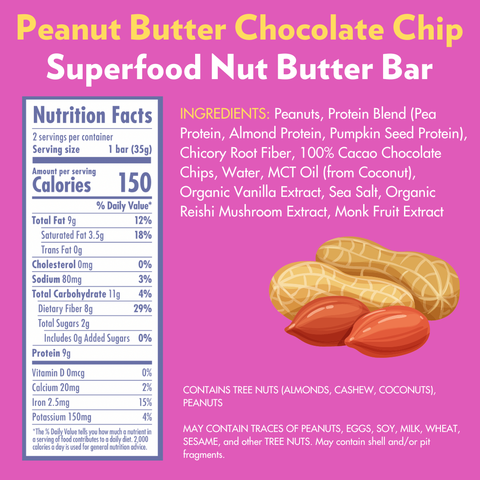 PEANUT BUTTER CHOCOLATE CHIP Superfood Nut Butter Bar