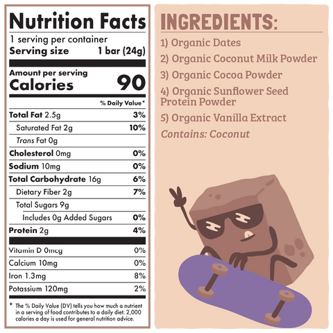 Skout Organic Chocolate Brownie Kids Snack Bar | Plant-Based- 6 bars