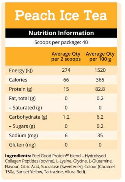 Feel Good Protein Water Peach Iced Tea nutrition information