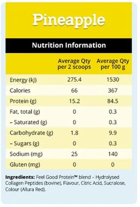 Feel Good Protein Water Pineapple nutrition information