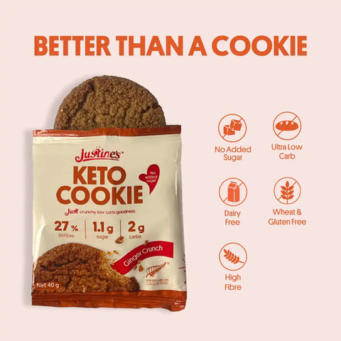 Justine's Keto Ginger Crunch Cookie 40g, key features
