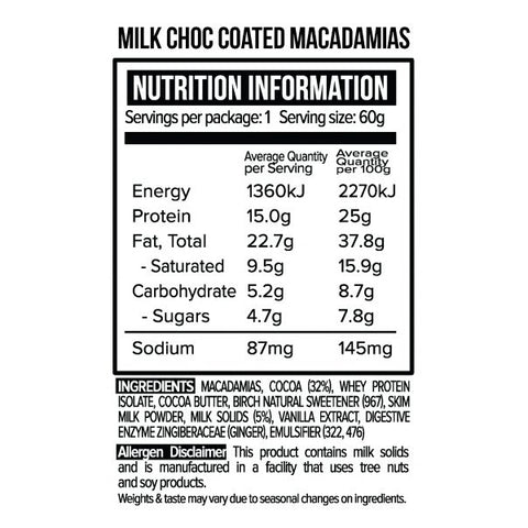 Protein Milk Chocolate Coated Macadamias