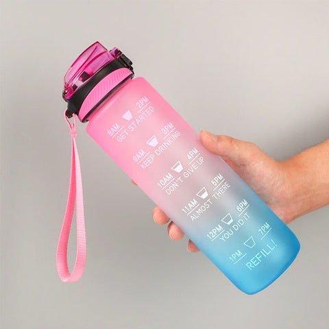 Motivational Time Marker Water Bottle 900ml- Pink/ Blue