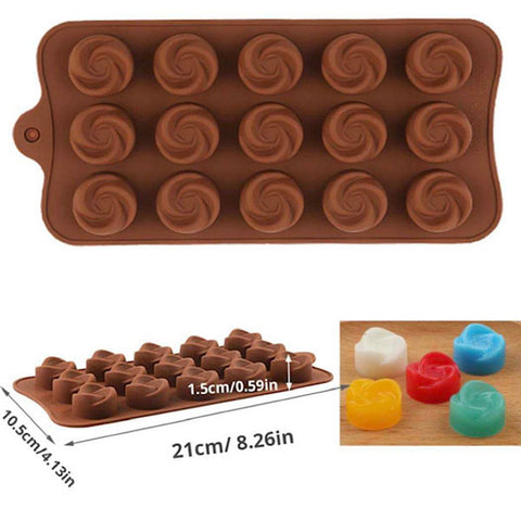 15 Mould Silicone Tray for Baking and Treats- SWIRL CIRCLE